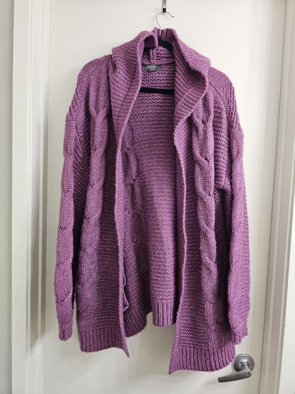 Belle by Belldini Purple Cable Knit Open Cardigan Women’s Size XL